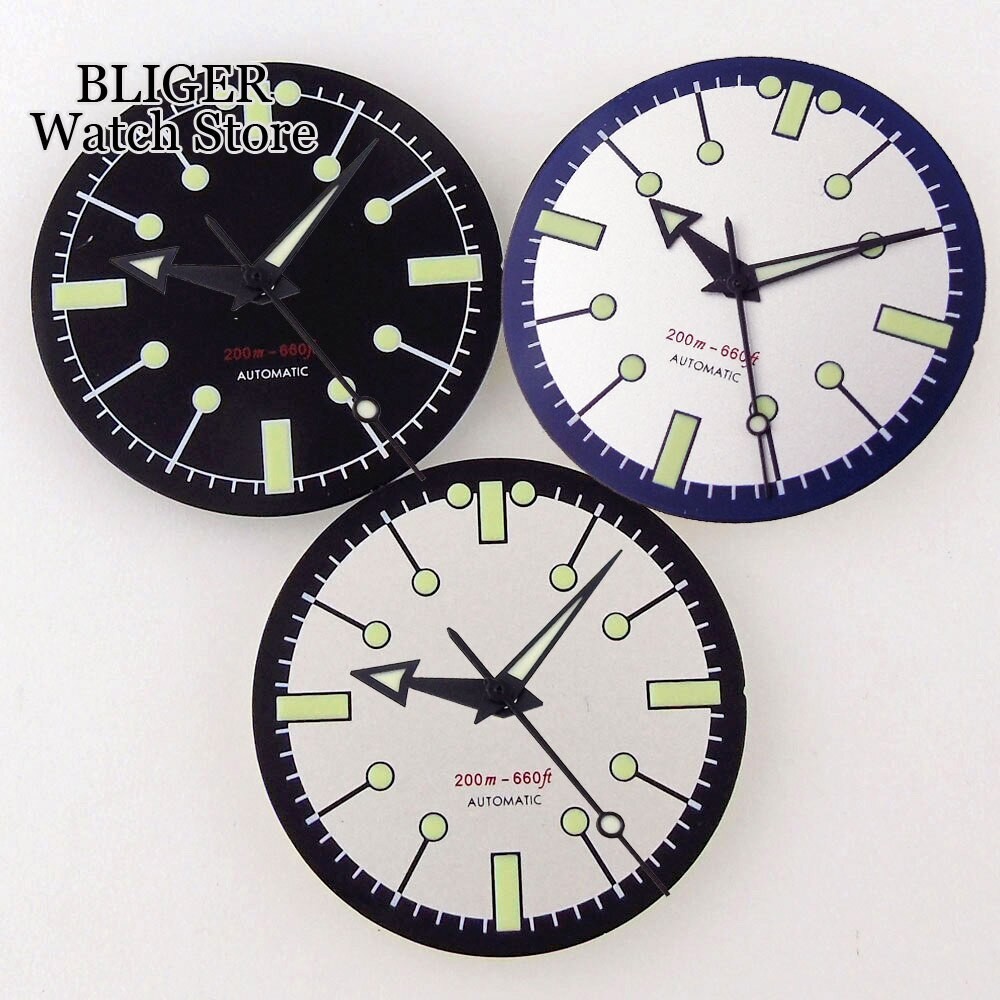 31mm Watch Dial Green Lume Luminous for NH35 NH36 ETA2824 PT5000 ST2130 Movement