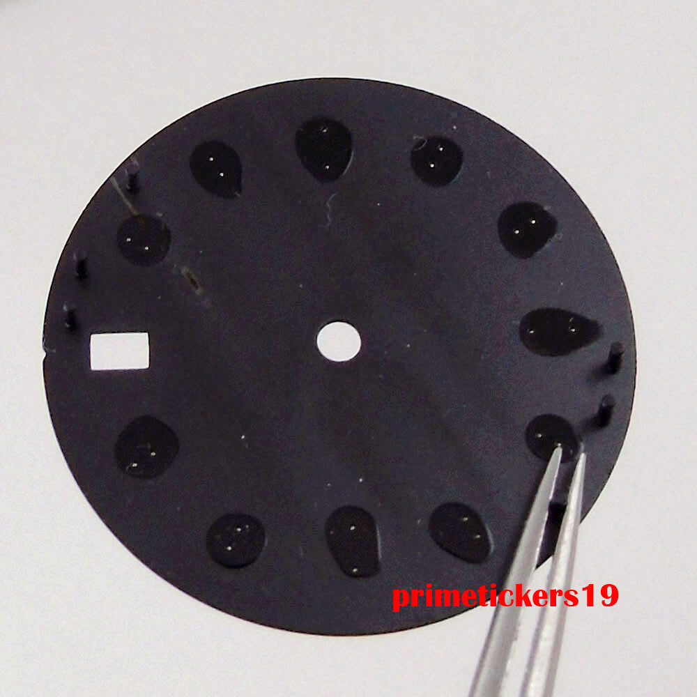 28.5mm Black/White/Green Sterile Watch Dial Face Hands Date Window Fit NH35 Movt