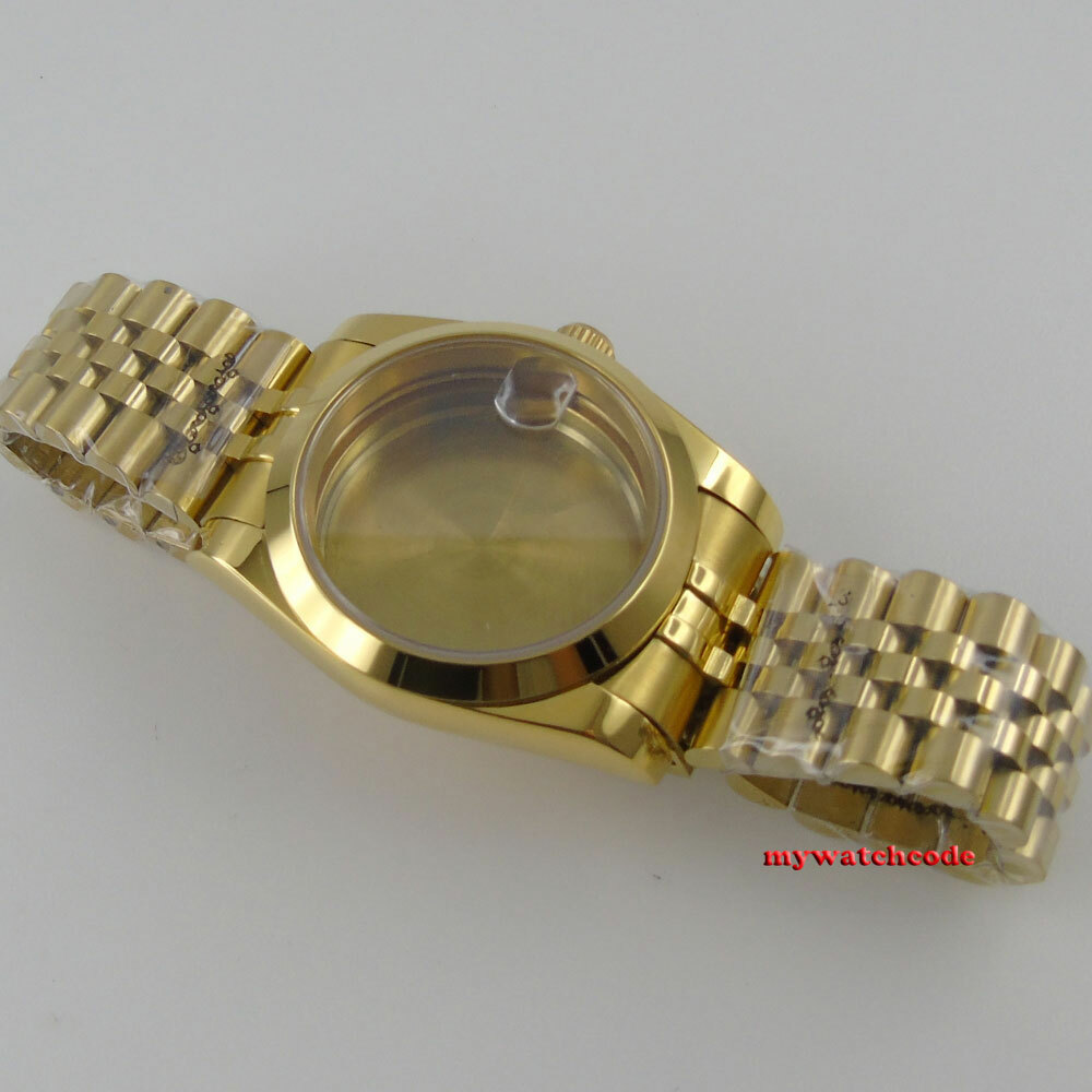 36mm 39MM sapphire glass golden Watch Case fit eta 2836 2824 8215 NH35 NH36 8215