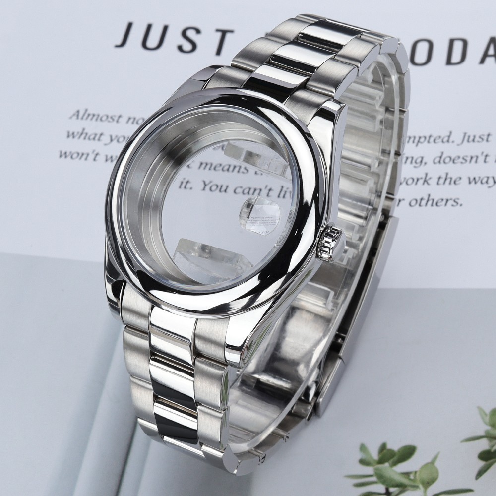 Oyster Perpetual 36mm/39mm Silver Watch Case Bracelet For Seiko NH35 36 Movement