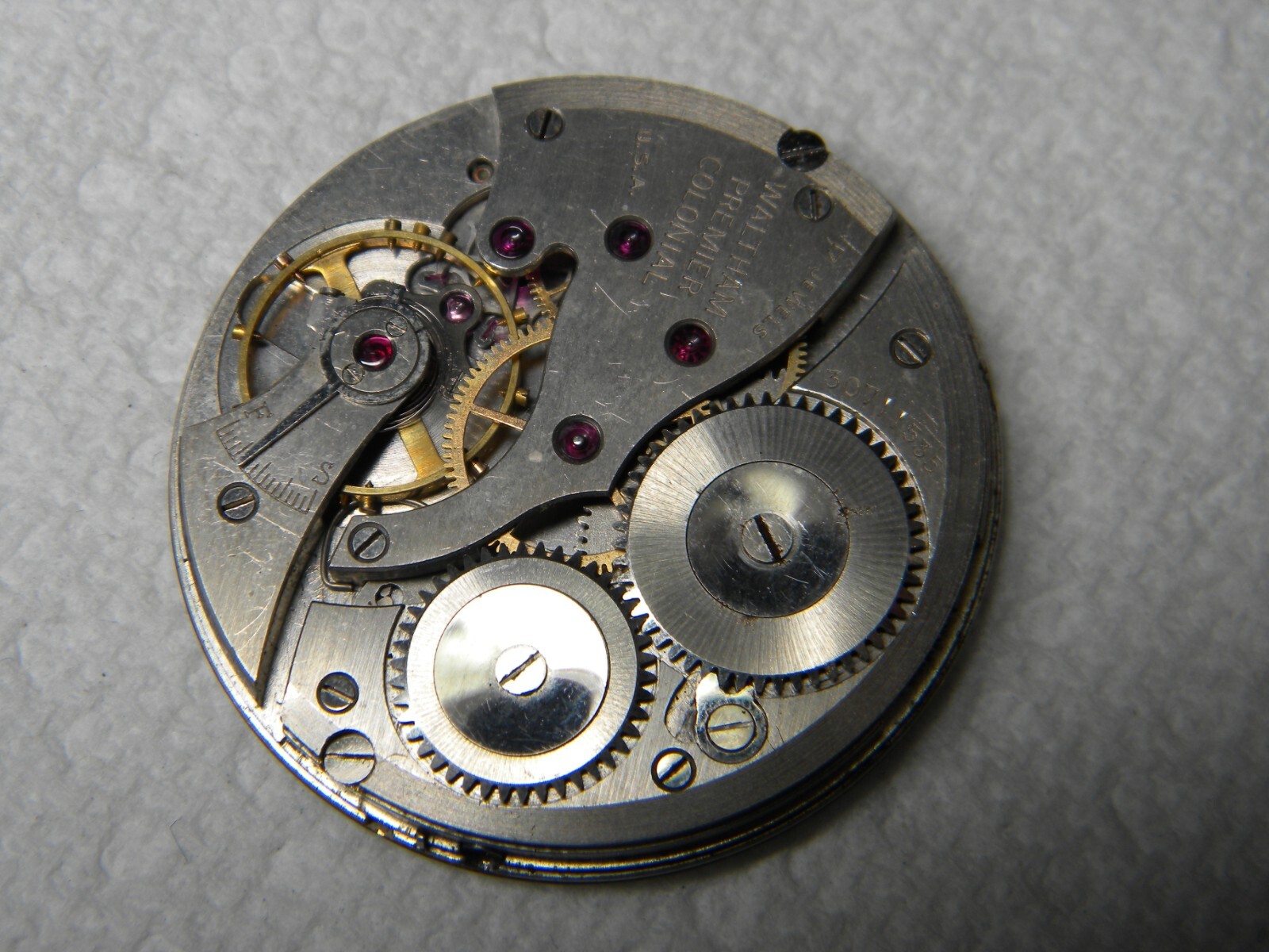 Pair Waltham Premier Colonial 17J 12S Pocket Watch Movements to Repair or Parts