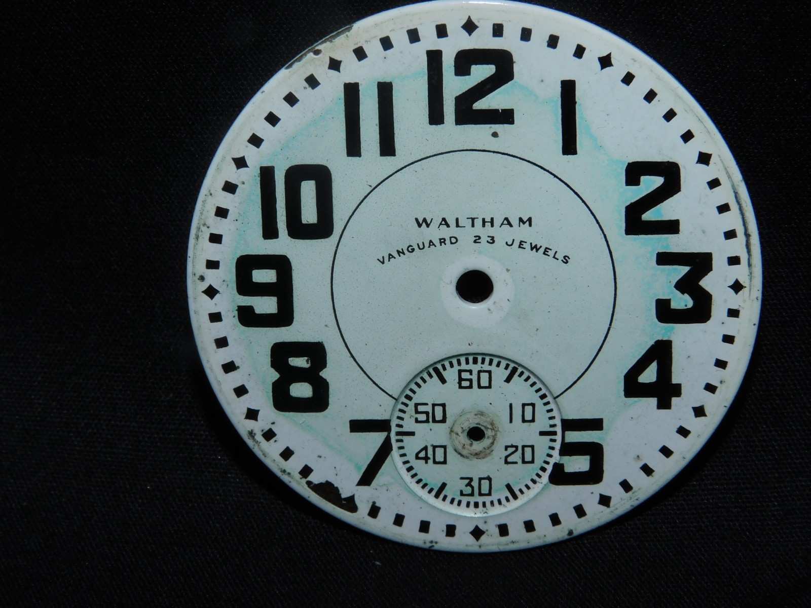 VINTAGE WALTHAM VANGUARD 23 JEWELS POCKET WATCH ENAMEL DAIL ONLY- FREE SHIPPIN