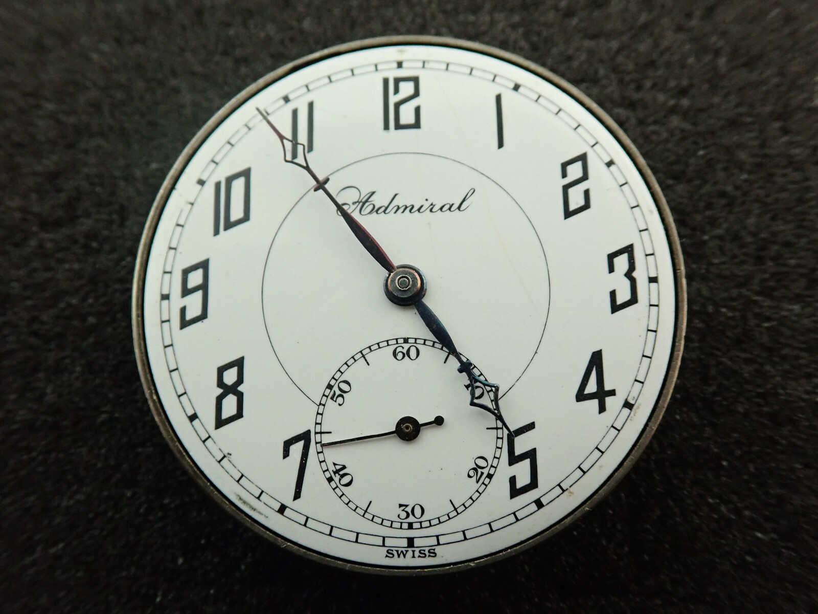 VINTAGE 12 SIZE ADMIRAL TACY WATCH CO. SWISS POCKET WATCH MOVEMENT – NOT RUNNING