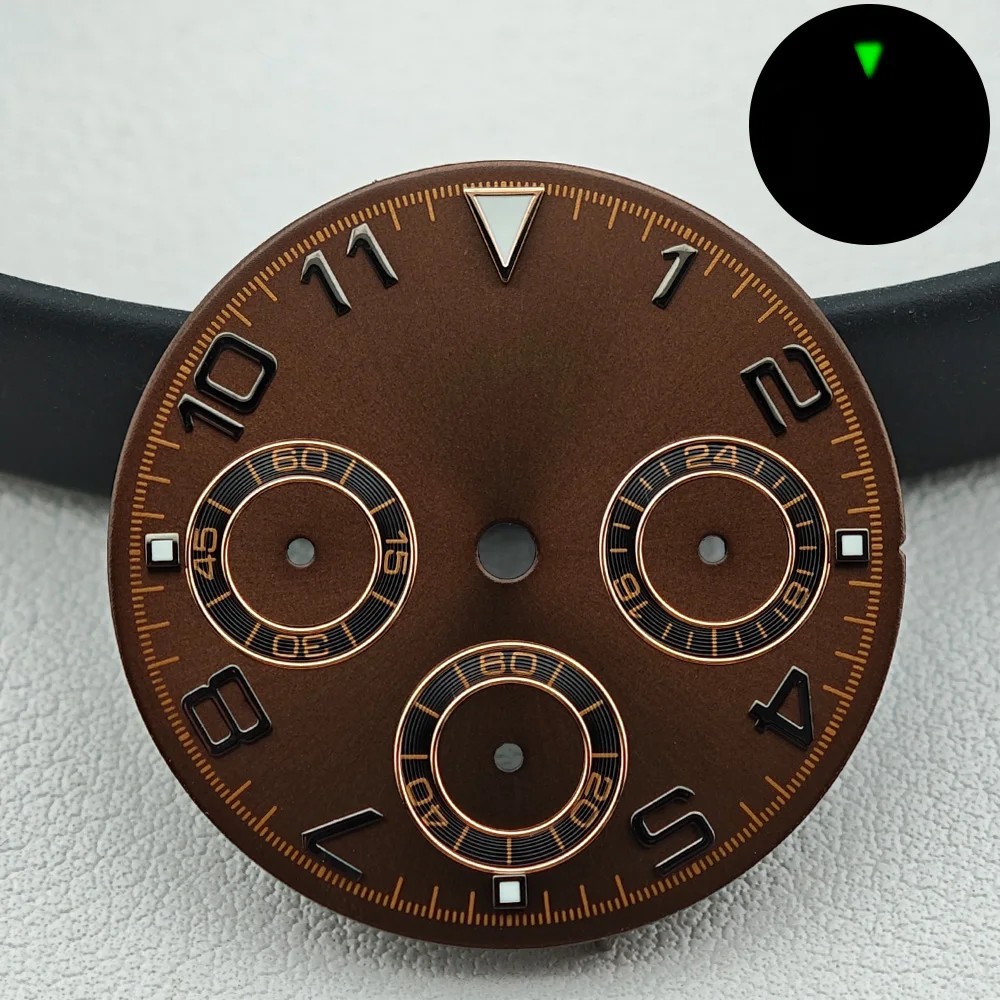 29mm Green Luminous Watch Dial +Hands for Vk63 Movement Watch Repair Parts