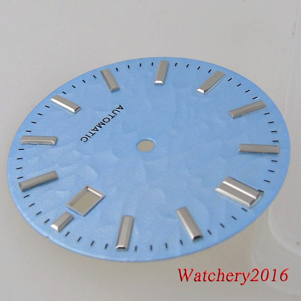 Tandorio 33.5MM Sky Blue Folds Watch Dial Date Window Fit NH35 NH36 Automatic