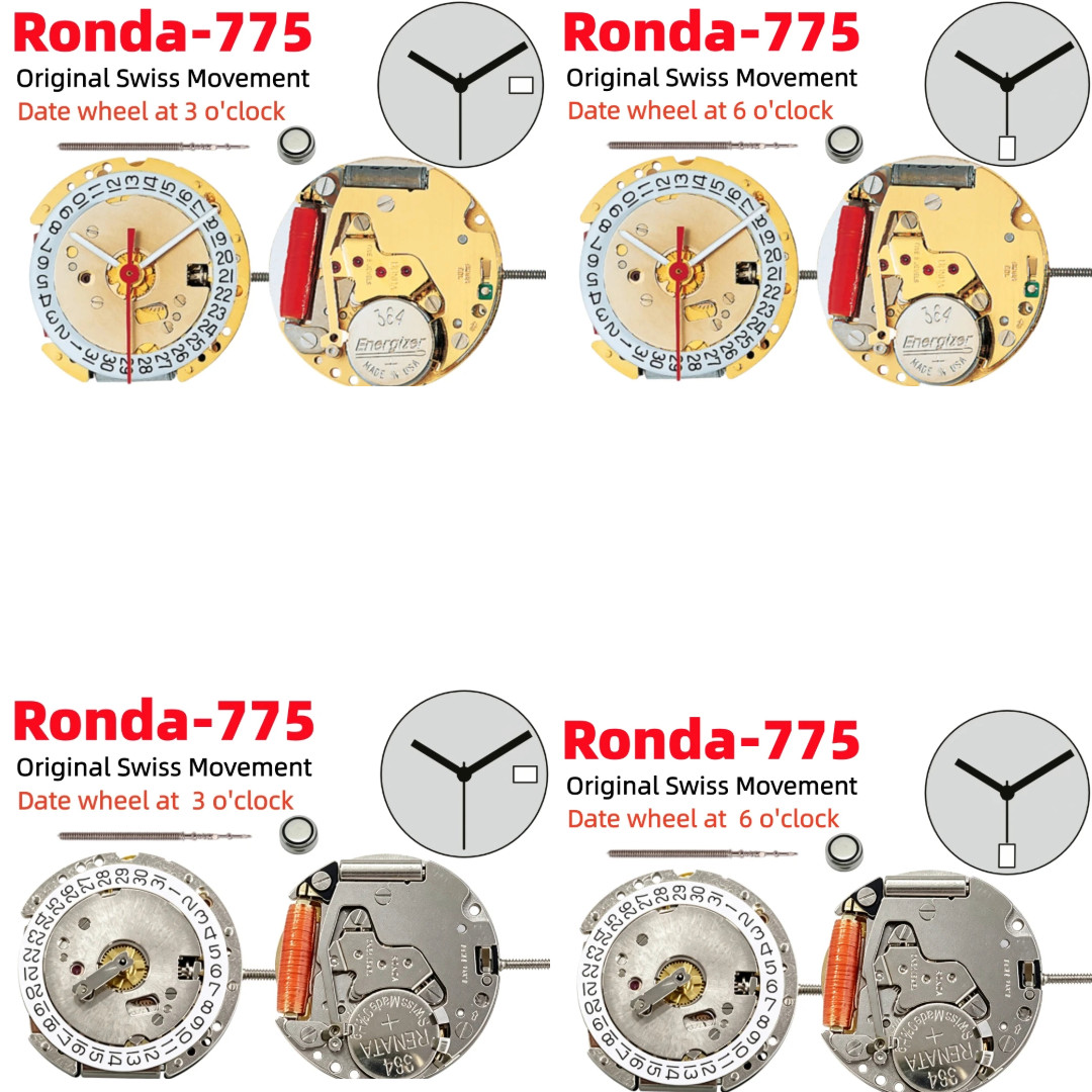 Genuine Swiss Ronda 775 Quartz Watch Movement Date At 3 & 6 Repair Part