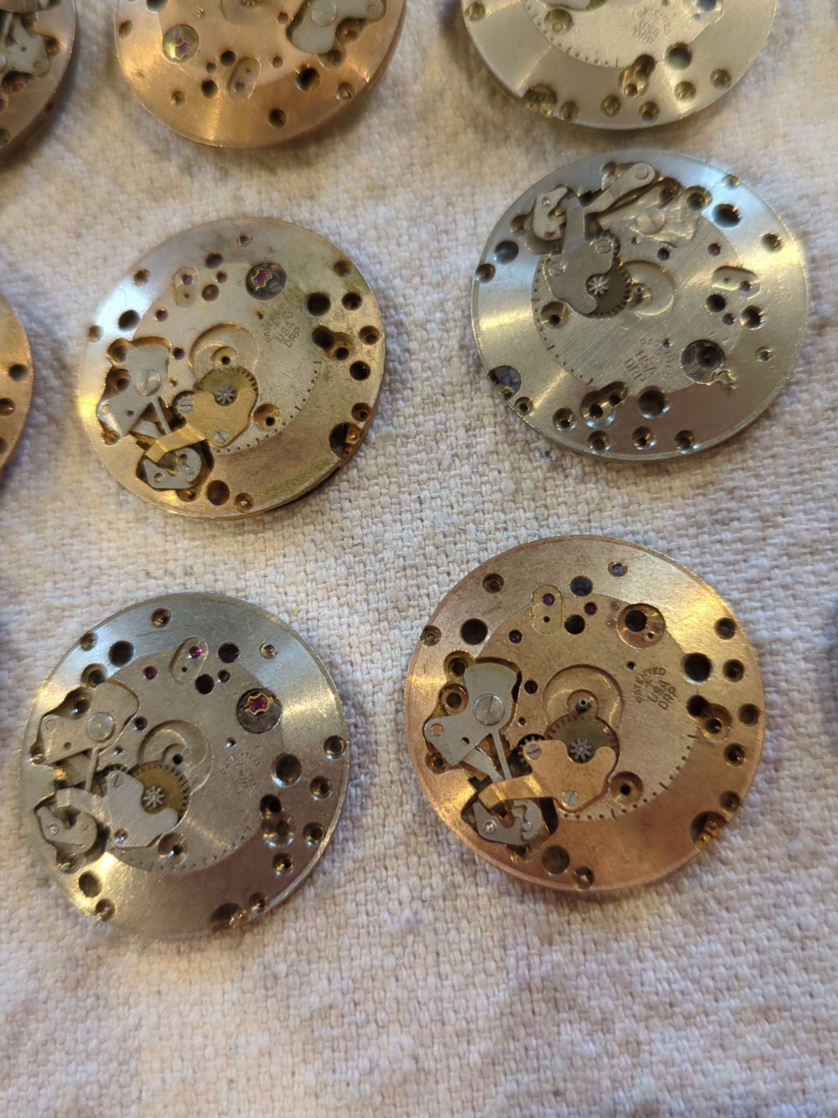 Lot Of 21 Assorted USA DRP Vintage Watch Movement Parts For Repair. See Pictures