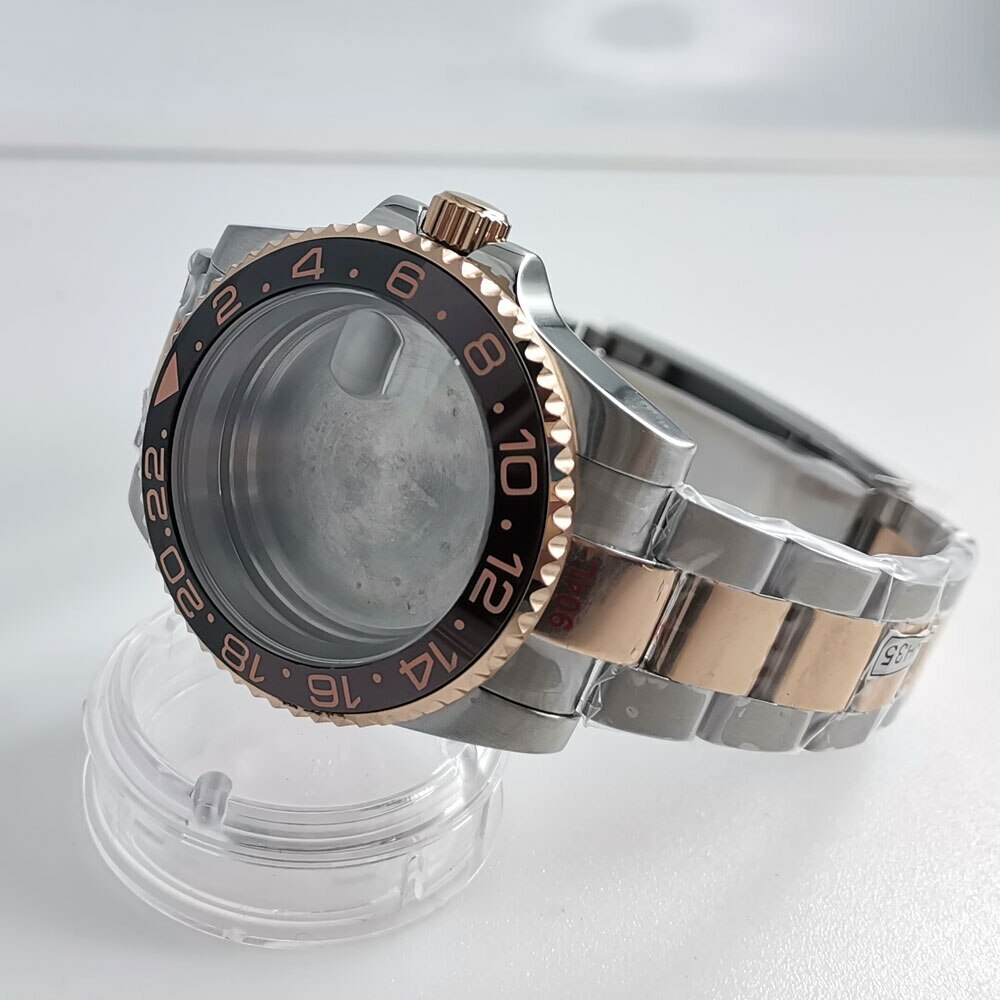 BLIGER fit NH35A NH36A ETA 2824 MIYOTA 8215 Two Tone Rose Gold Watch Case Oyster