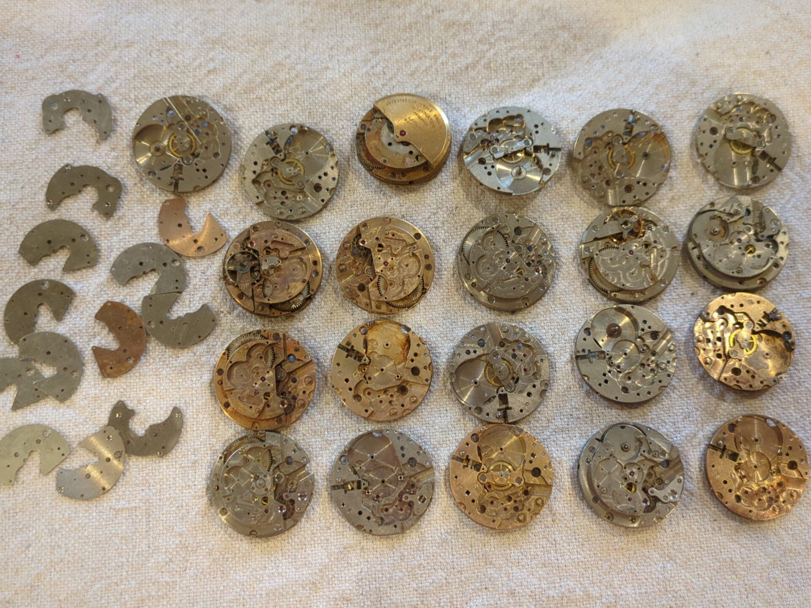 Lot Of 21 Assorted USA DRP Vintage Watch Movement Parts For Repair. See Pictures