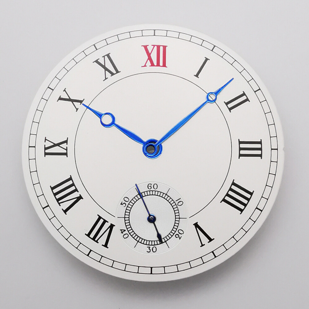 38.9mm white watch dial blue hands fit ETA 6498 ST3620 manual winding movement