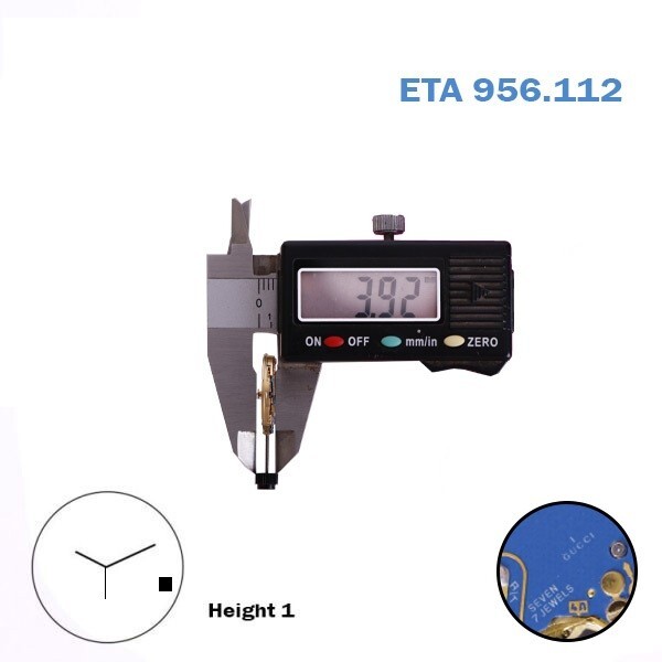 ETA 956.112 Gucci-1 Swiss Made Watch Movement, White Date Disk at 4, Height 1.