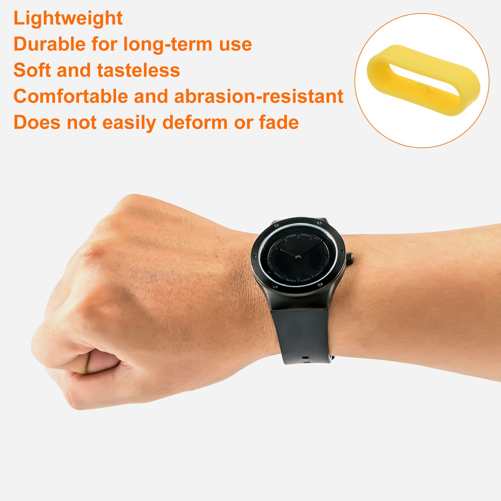 10Pcs Watch Band Strap Loops Silicone Fastener Rings for 22mm Band, Yellow