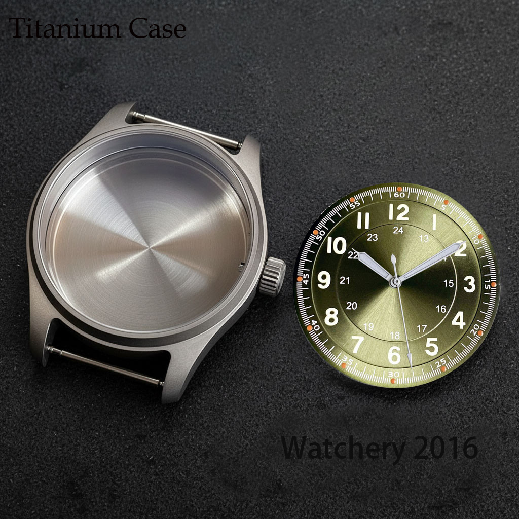 39mm Pilot Titanium Watch Case Fit NH35 Miyota 8215 ETA2824 Auto Movement Watch