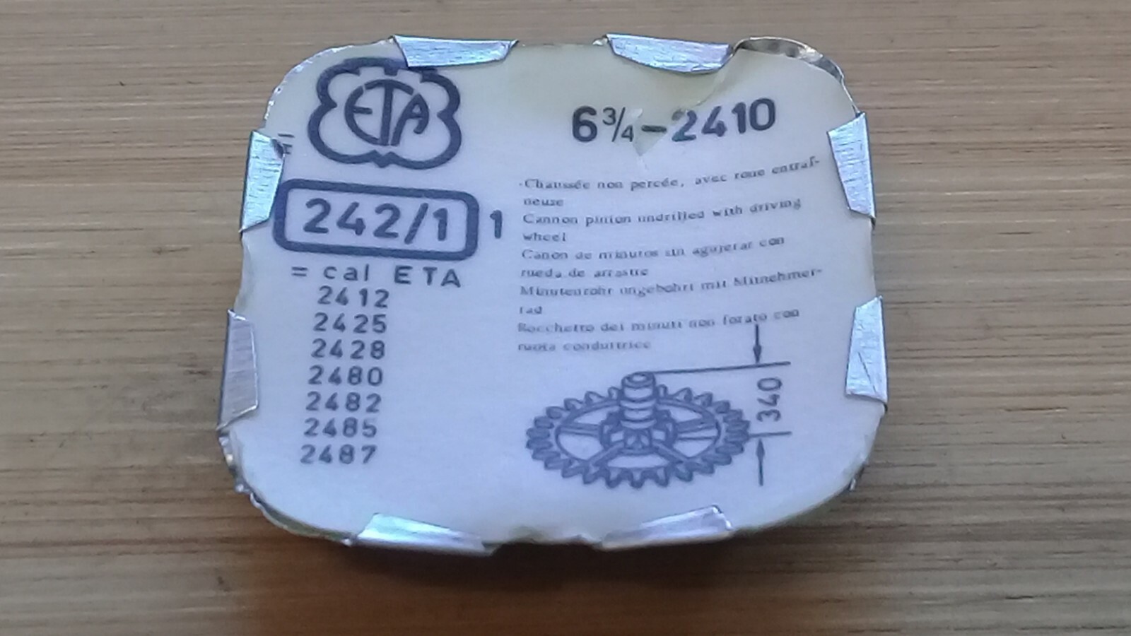 ETA Cal. 2410 2412 2425 2428. Cannon Pinion w/ Drive (242/1) 6.75”’ (TC781)