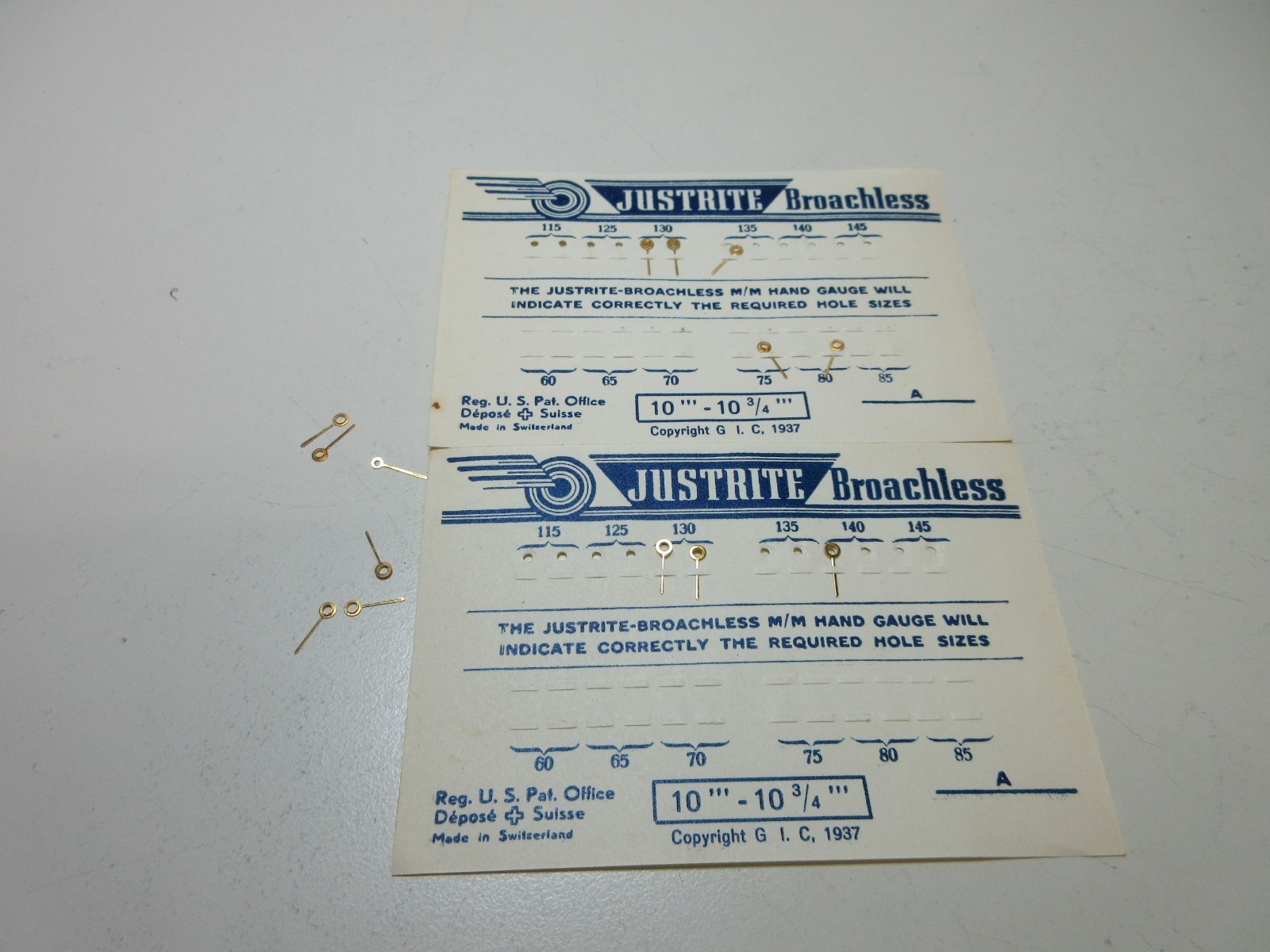 LOT JUSTRITE WATCH HANDS 10”’ 10 3/4”’ WATCHMAKER REPLACEMENT PARTS #244