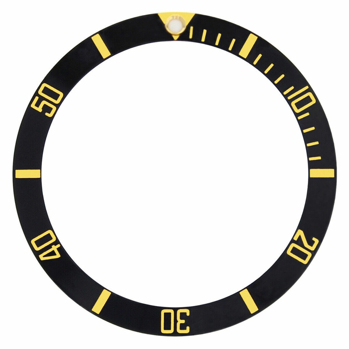 REPLACEMENT BEZEL INSERT BLACK WITH GOLD FONT FOR WATCH 37.40MM X 30.70MM