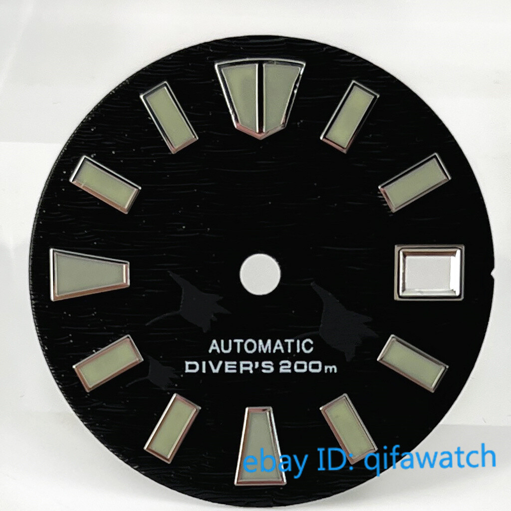 29mm Black/blue/ white Watch Dial Green luminous fit NH36 NH36A movement