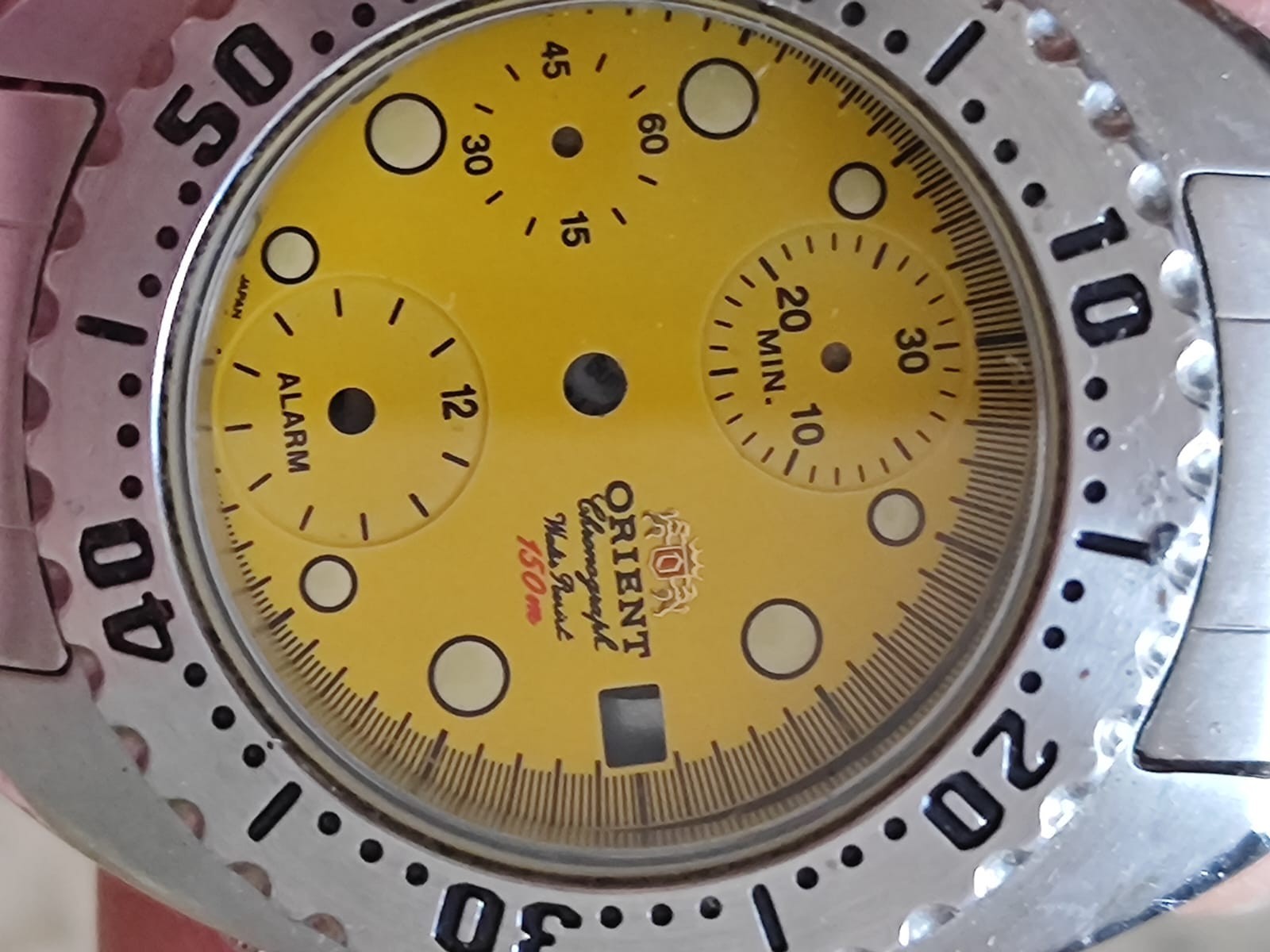 Orient TD0D-000 Chronograph 150m Diver Parts CASE & bracelet & Yellow Dial NOS