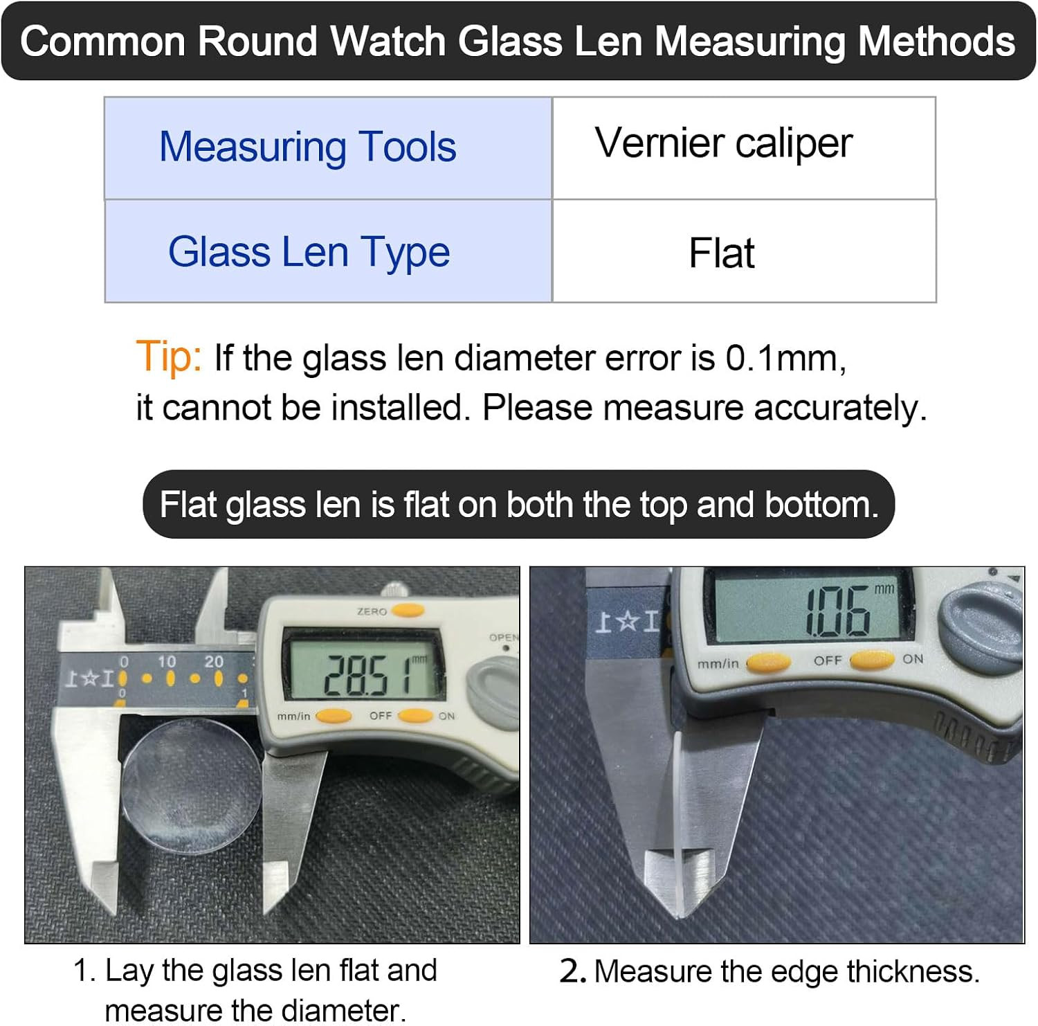Watch Crystal Glass Lens, Round Glasses Watch Face Crystals Len Replacement Part