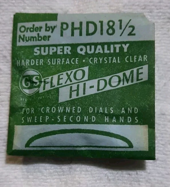 Germanow-Simon Mach (GS) PHD18 1/2 Watch Crystal Part Flexo Hi-Dome Vintage NOS