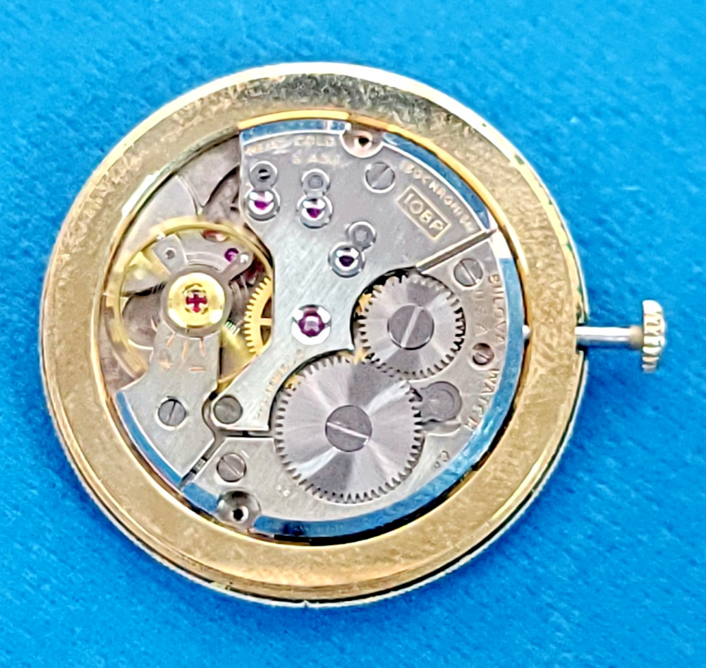 Bulova 10BP 23J 6-Adj Movement w/ Dial & 14K Gold Signed Crown – Runs – SB4g
