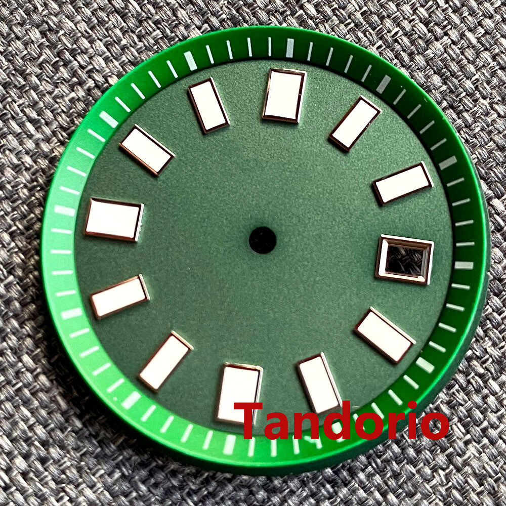 33.4mm black blue green watch dial luminous dial fit NH35 movement