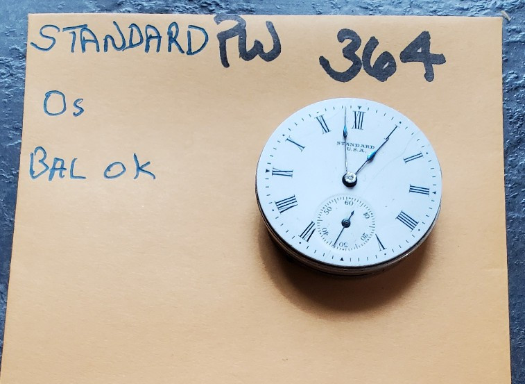 STANDARD POCKET WATCH MOVEMENT 0s PW364