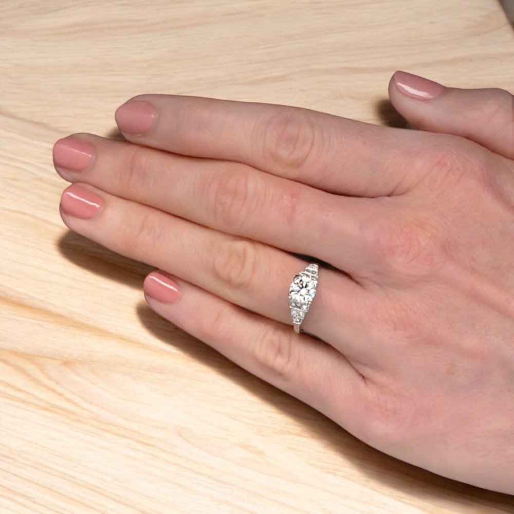 Semi Mount Setting Diamond Ring 950 Platinum Round Cut 0.30 Carat Size 5 6 7