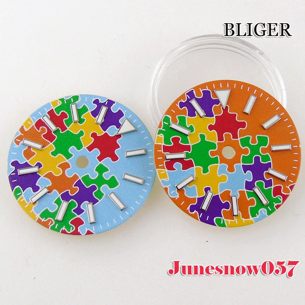 Bliger 29MM Colorful Puzzle Watch Men Dial Lume For NH35 NH34 SKX MIYOTA ETA2824