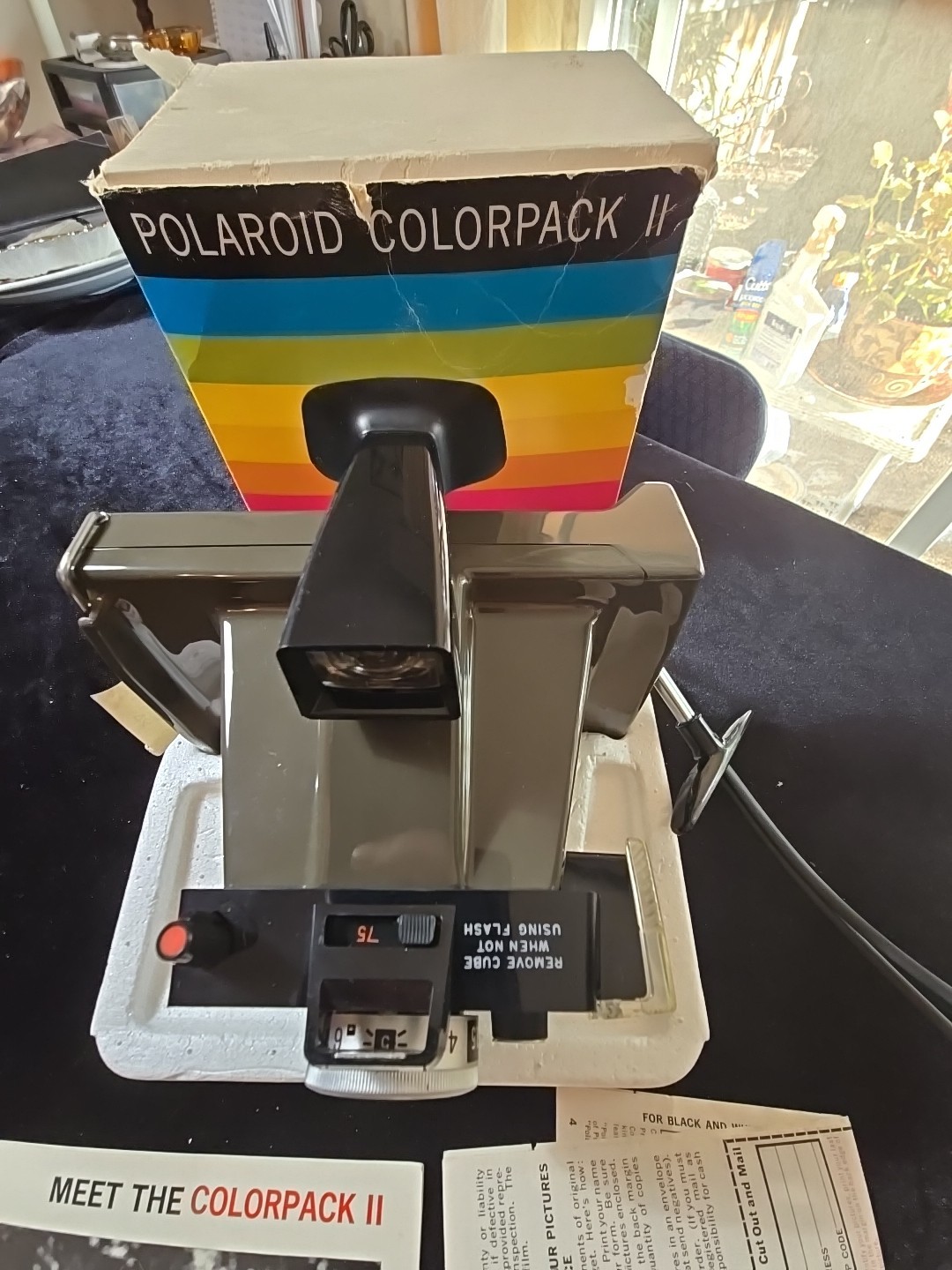 Polaroid Colorpack II Land Camera With Original Box And All Papers Black Vtg