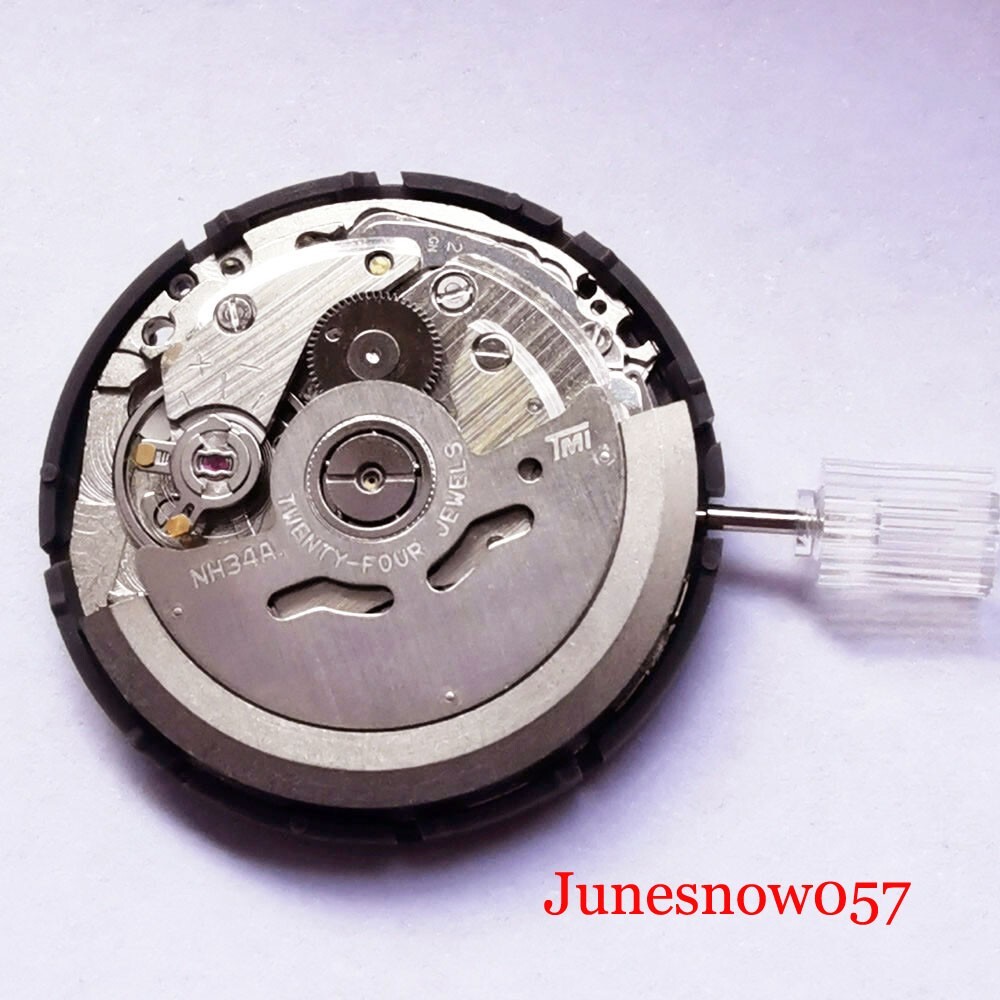 Japan NH34A Mechanical 24 Jewels Automatic Watch Movement And White Date Display
