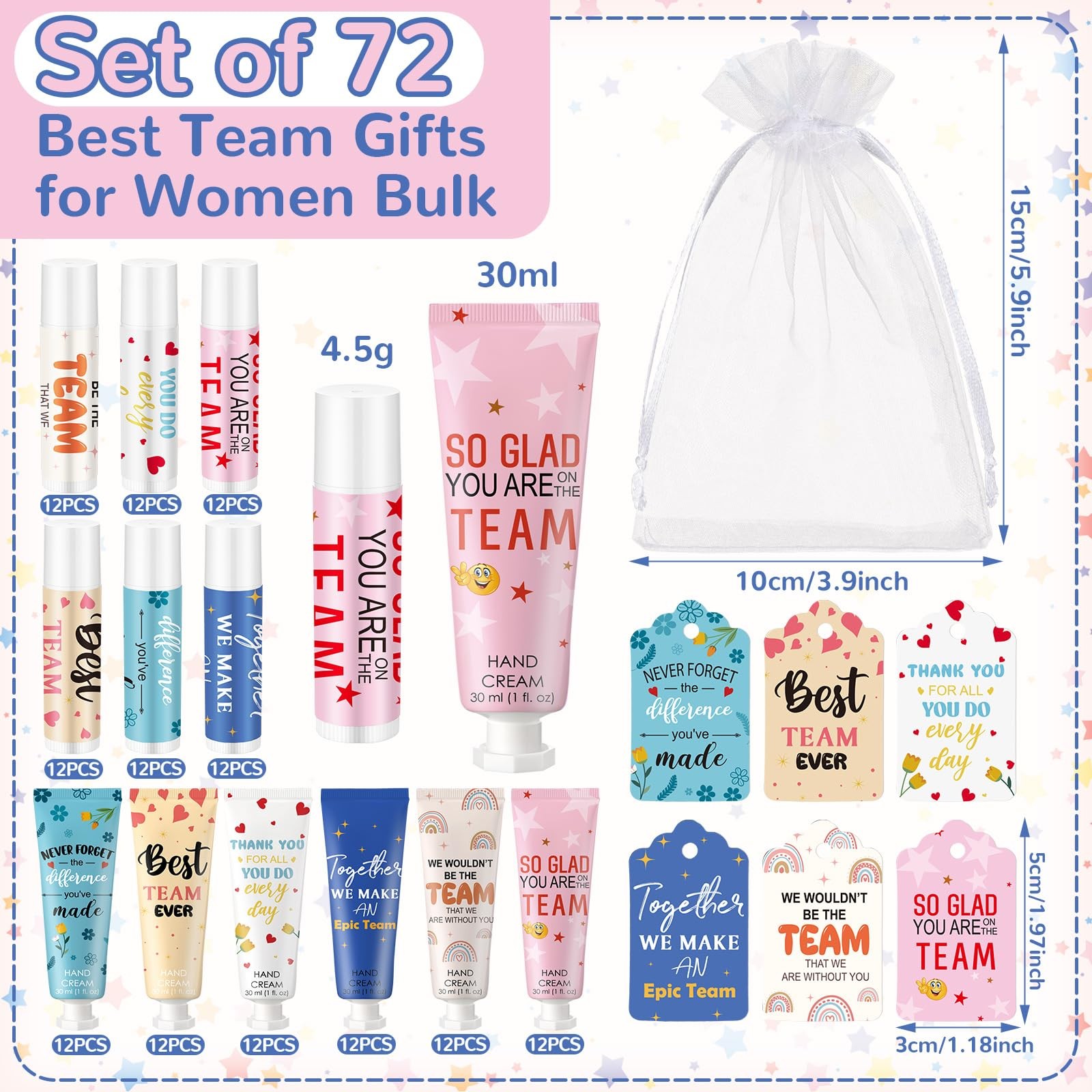 Dansib 72set/288pcs Best Team Ever Gifts Team Appreciation Thank You Gifts