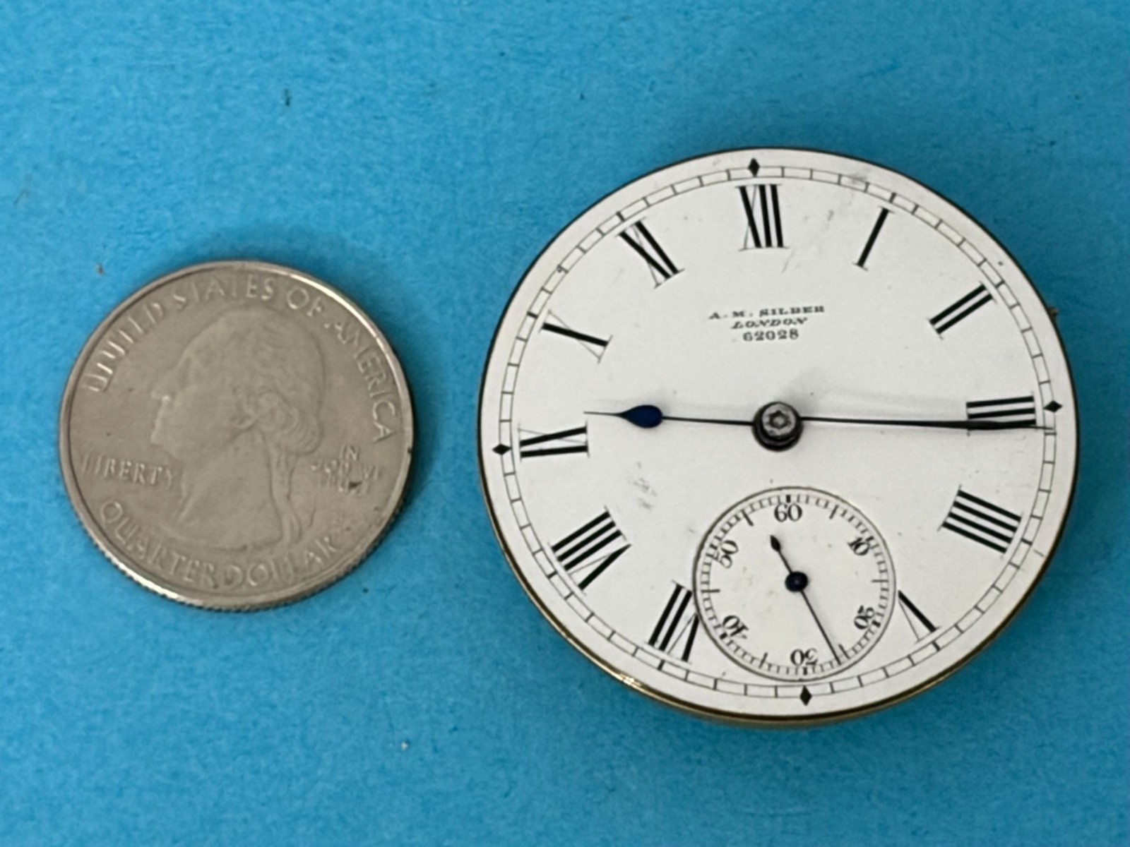A.M. Silber London 62028 601 Pocket Watch Movement 4 parts / repair