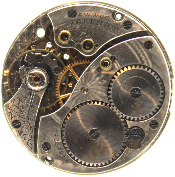 1907 WALTHAM POCKET WATCH MOVEMENT 14866254 GRADE 165 0s 15j (QN2)