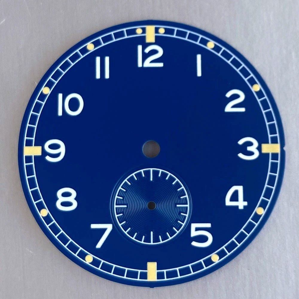 33.5mm Black/Blue Arabic Sterile Watch Dial LuminousFor Sea-gull ST1701 Movement
