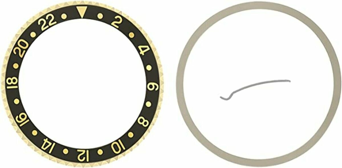 Black Gold Aluminum Replacement Bezel Insert 37.70mm x 30.70mm For Rolex GMT