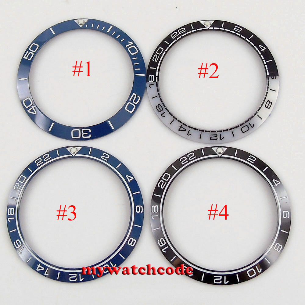 38mm black blue white ceramic bezel insert fit 40mm 41mm GMT bliger mens watch