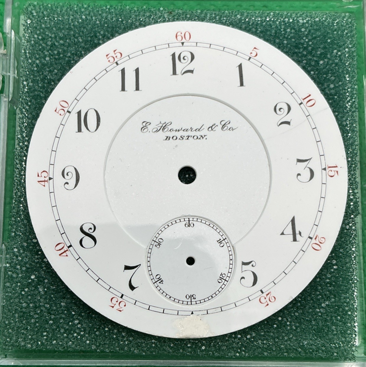 E. Howard & Co Boston 18s Double Sunk Enamel Pocket Watch Dial White (J27)