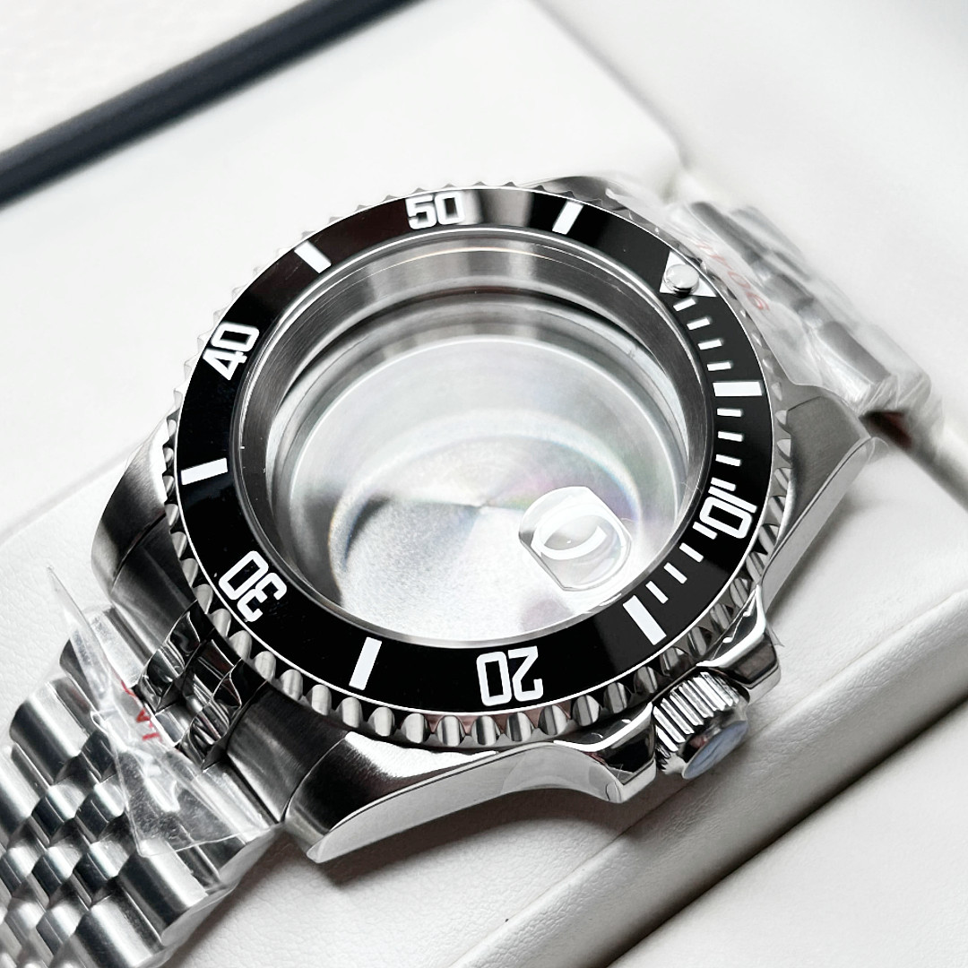 40MM SUB Watch Black Case Ceramic Bezel Sapphire Glass Mod Fit NH34A NH35 NH36