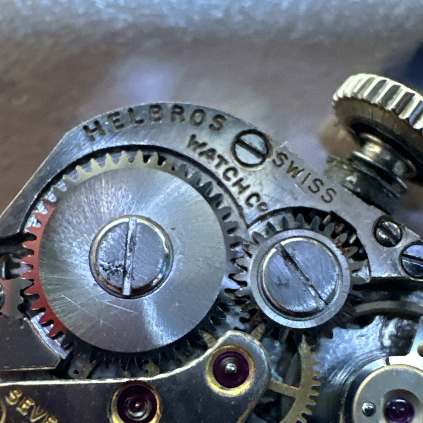 Helbros Watch Dial W/Movment 17J Grade 52 As Is H97