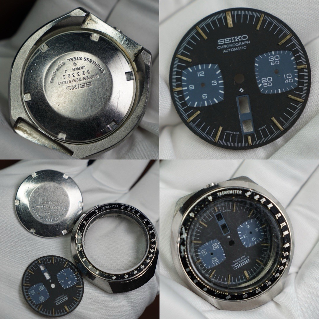 Authentic Seiko 6138-0040 Bullhead Chronograph Case Set Original Dial &Caseback