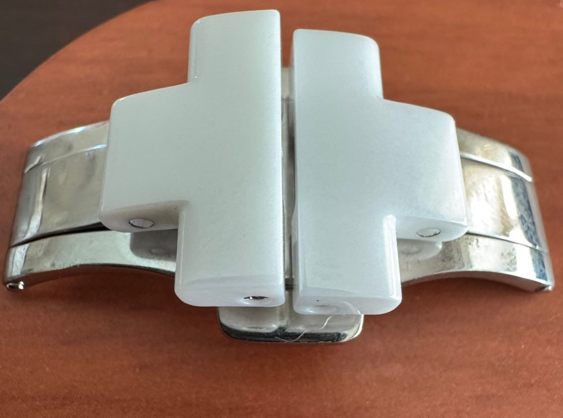 CLEAN LADIES MICHELE JETWAY WHITE CERAMIC 18MM DEPLOY CLASP 18MM WITH PINS