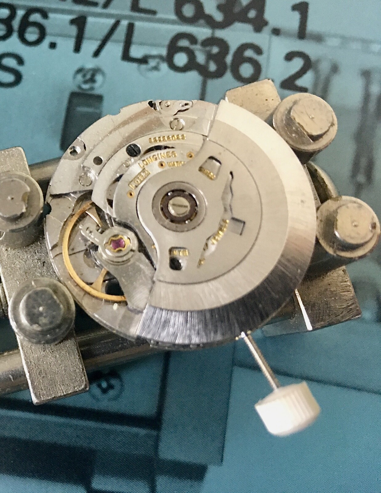 Vintage Longines L.636.2 automatic calendar watch movement Admiral c. 1960s/70s