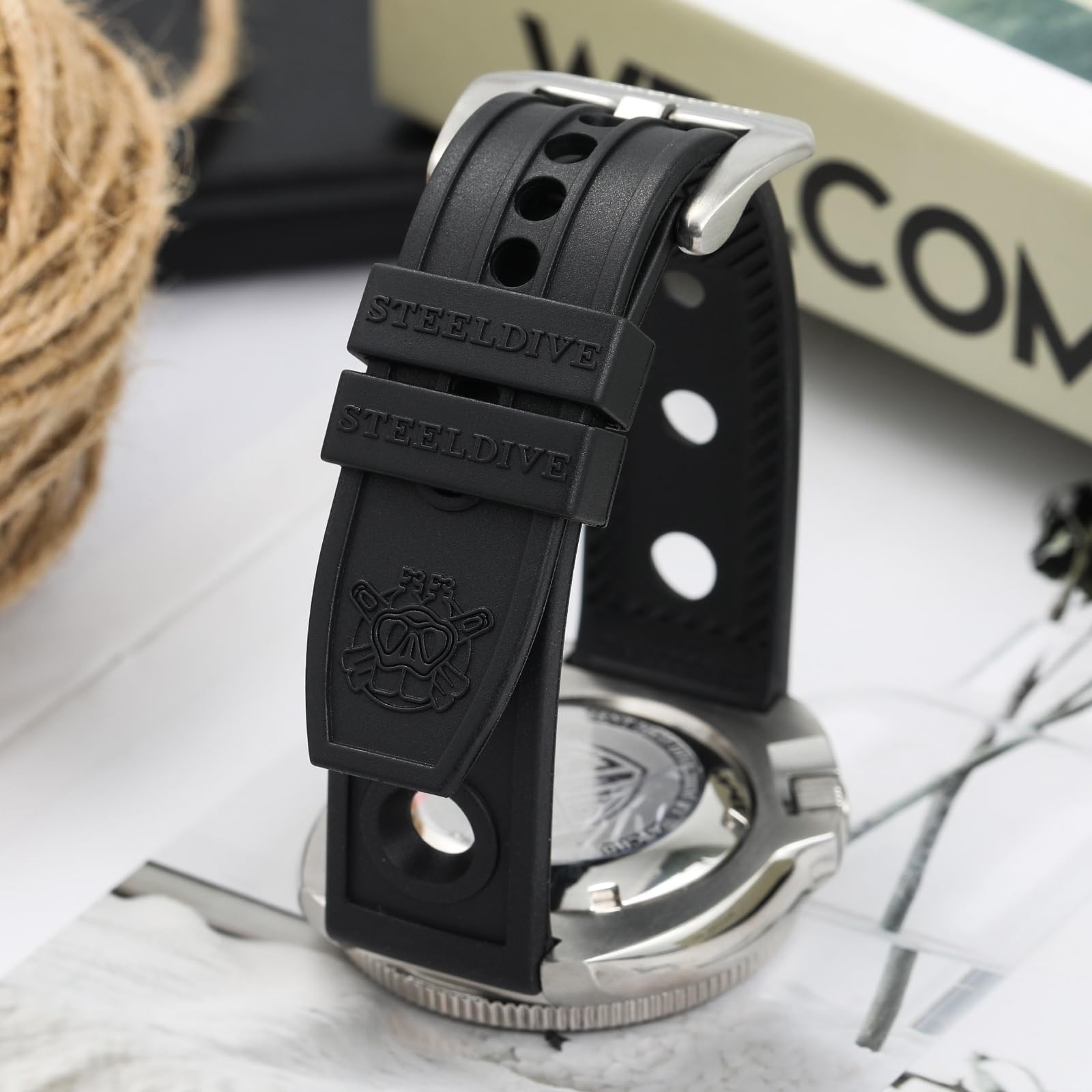 Steeldive Rubber Dive Watch Strap, 20mm Soft Replacement Watch Bands Black Wa…