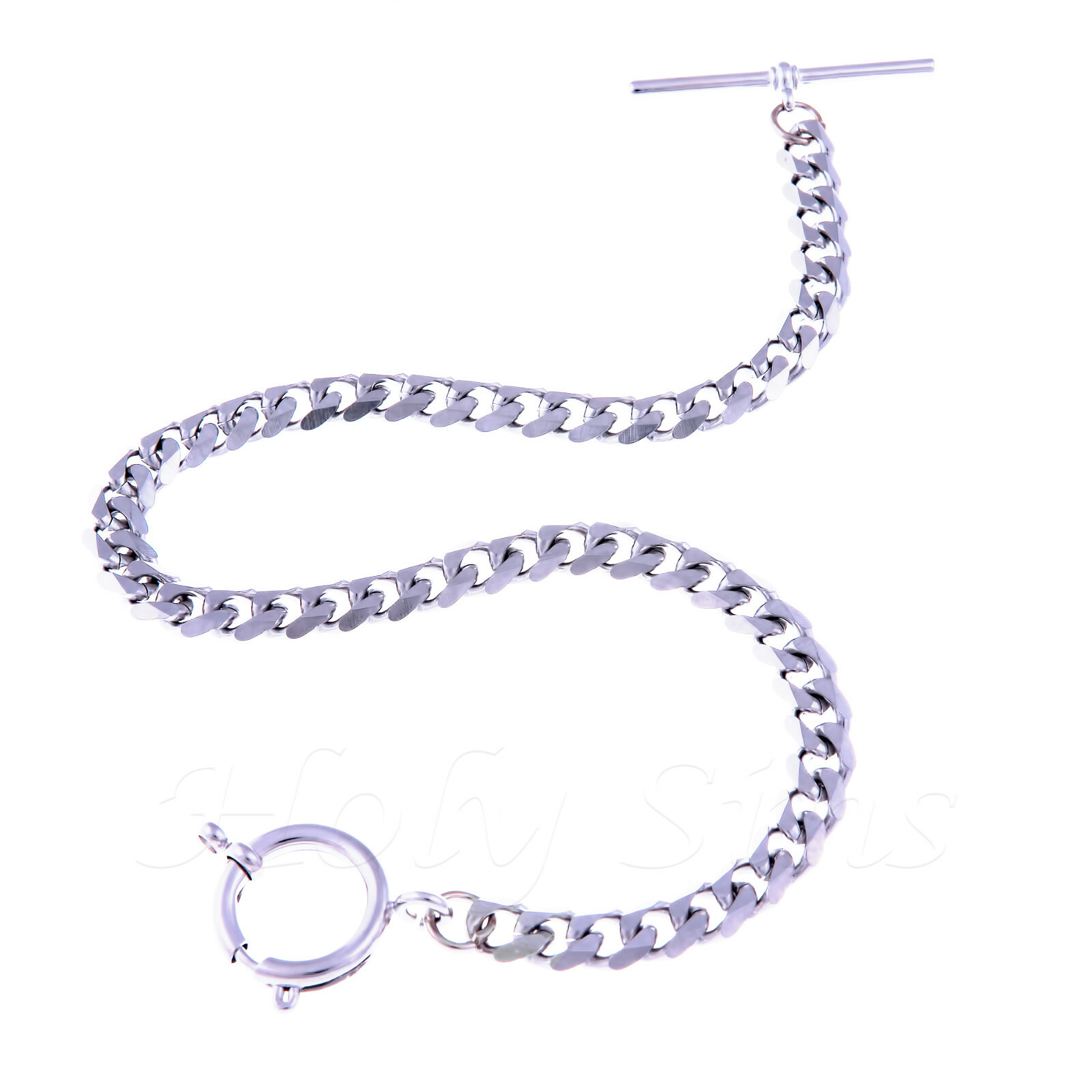 Brand New Silver Colour Single Albert Pocket Watch Chain