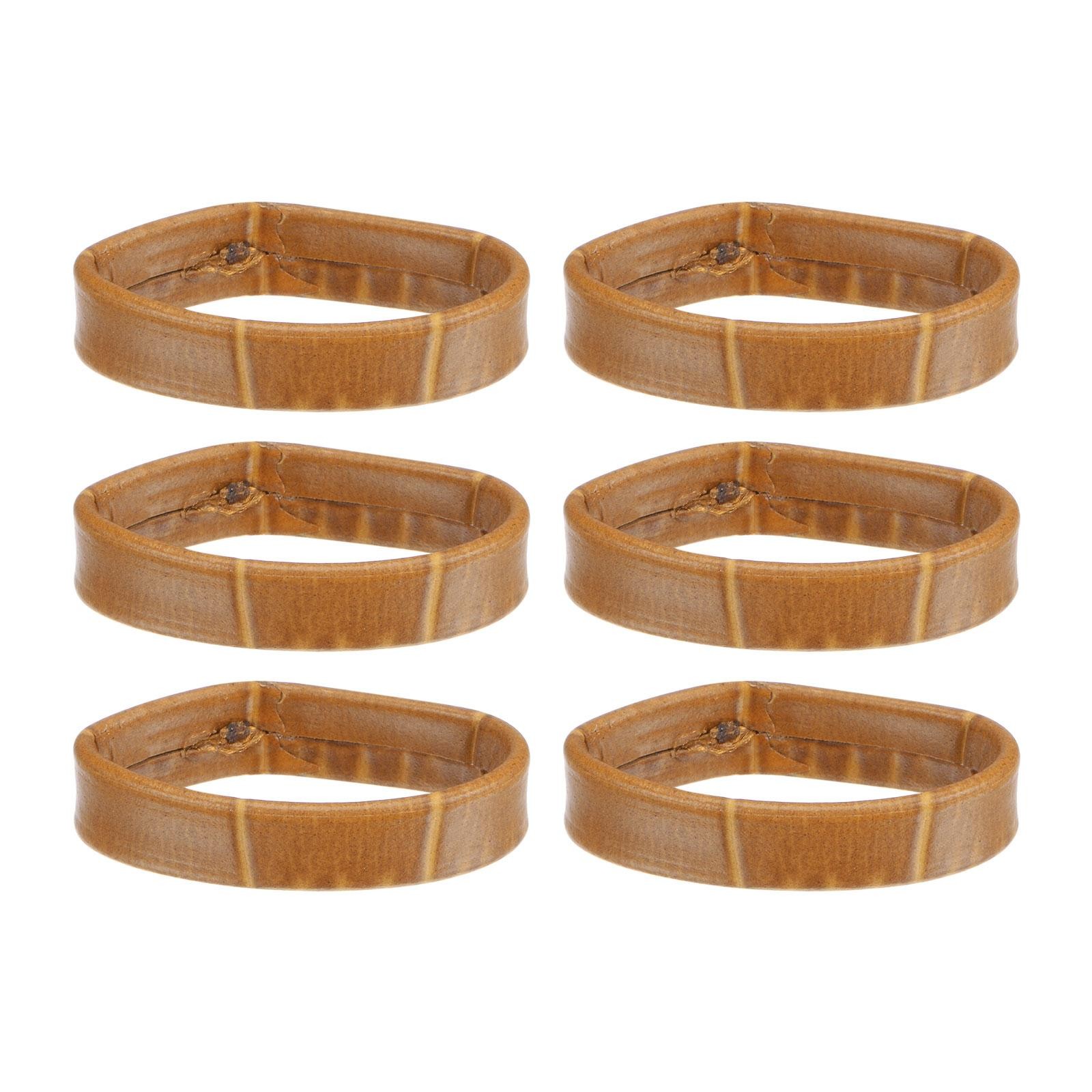 6 Pcs PU Leather Loops Retaining Ring for 22mm Width Watch Band, Brown
