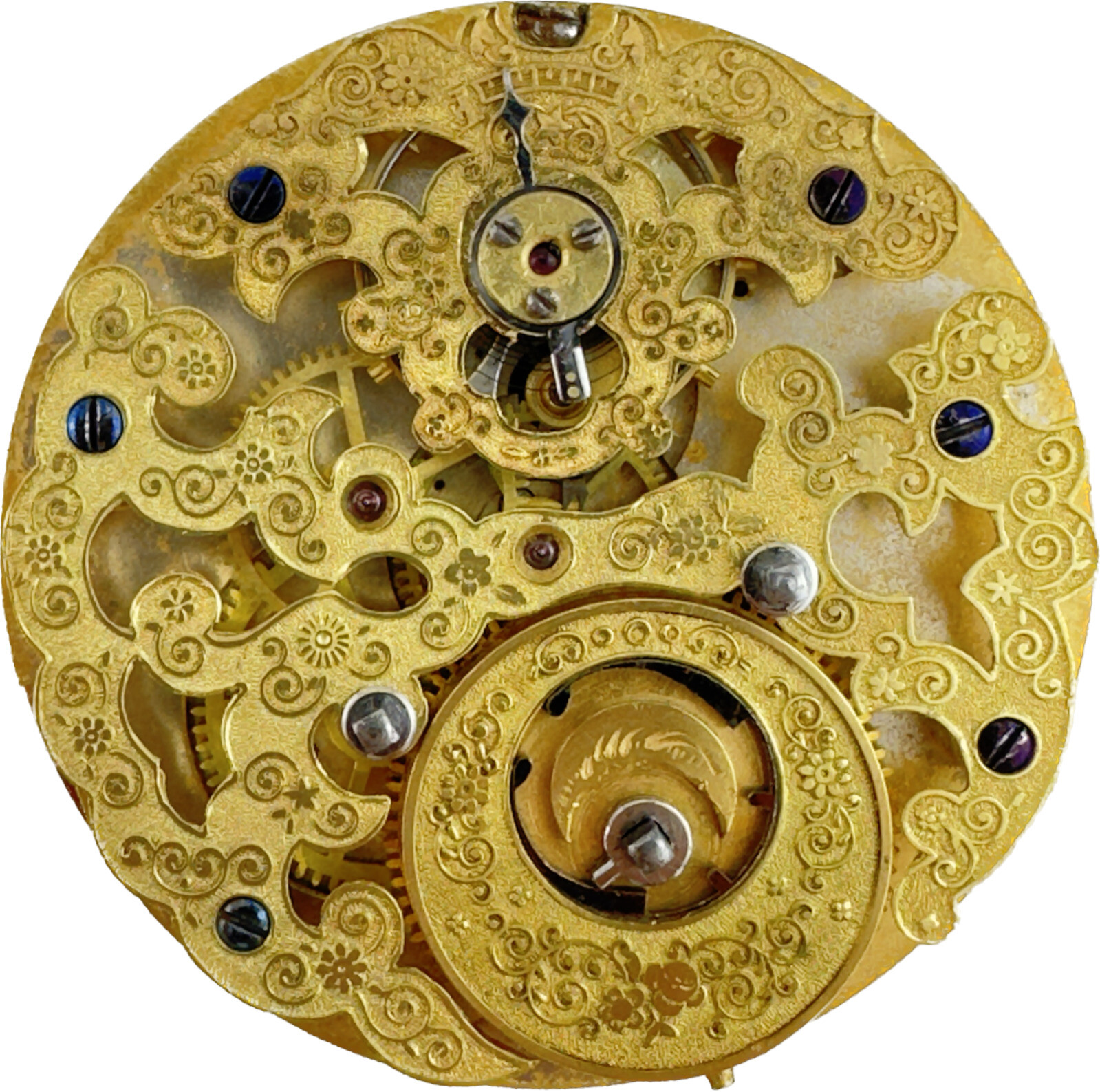 Antique Jacot Captains Dial Dual Time Chinese Duplex Pocket Watch Movement Swiss