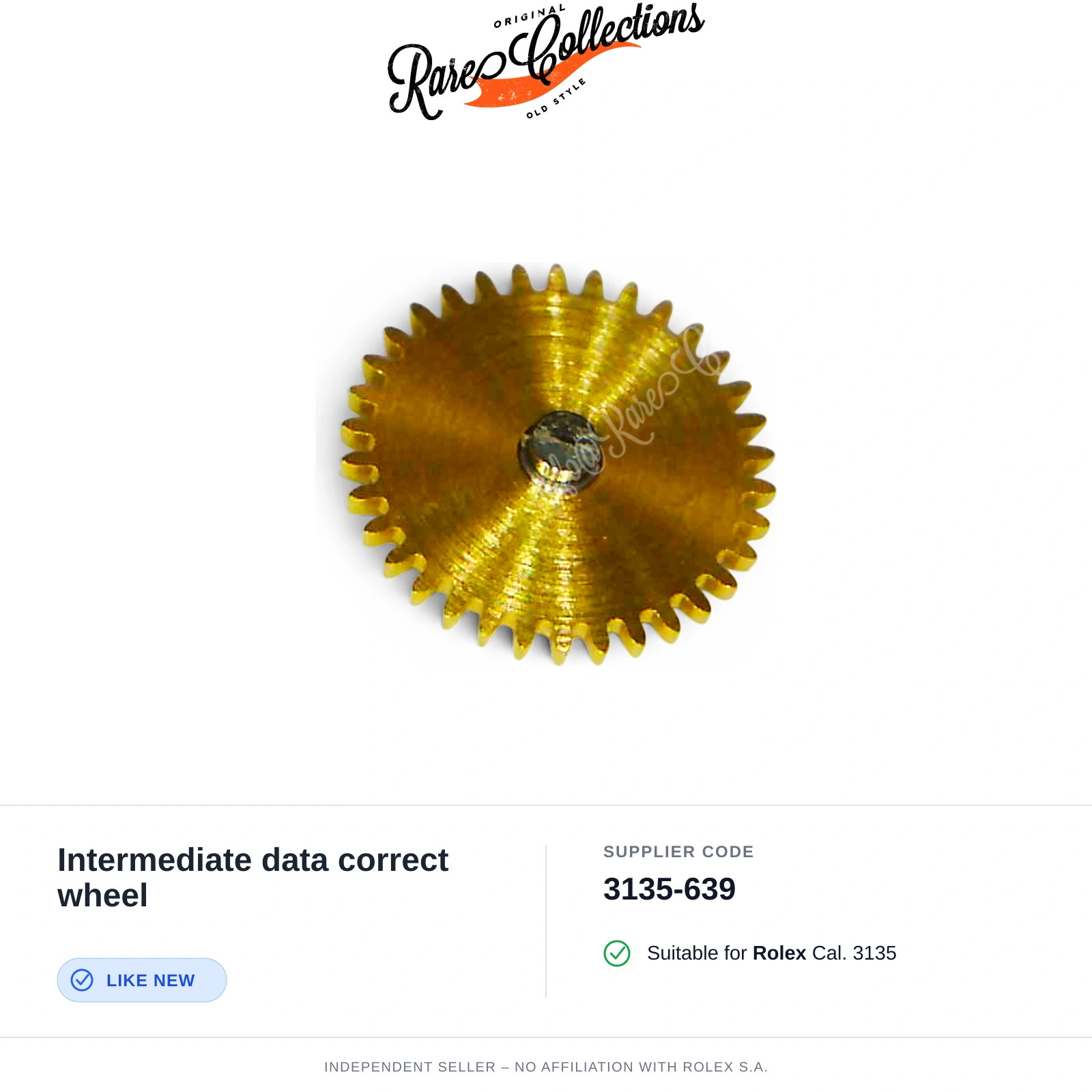 Intermediate data correct wheel for Rolex (cod. 3135-639) — Excellent Condition