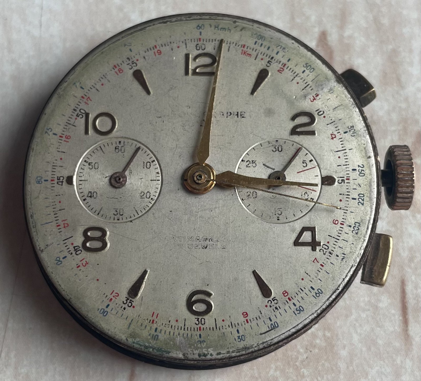 Vintage Chronographe Suisse Swiss Watch 17 Jewels movement Landeron 48