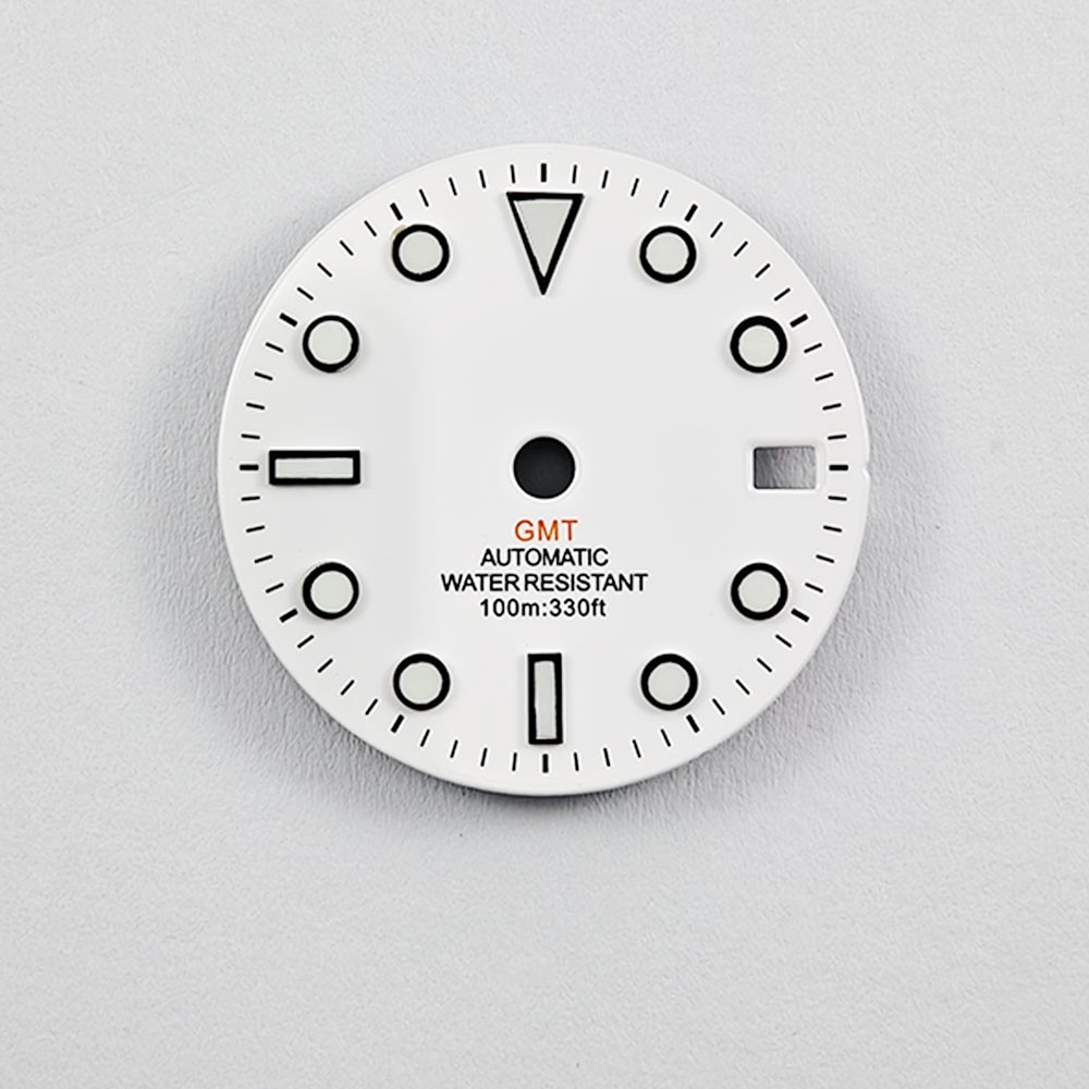 28.5mm Custom Logo Watch Dial For NH34 GMT Movement Blue Green Luminous Faces